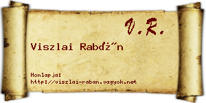 Viszlai Rabán névjegykártya